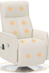 Massage Reclining Chair with Adjustable Backrest, Cream White