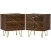The Furniture Hubs Modern Side Table Set with 2 Drawers, Brown