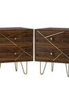 The Furniture Hubs Modern Side Table Set with 2 Drawers, Brown