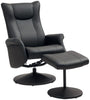 Comfort Plus Reclining Armchair & Stool Set - 360° Swivel, Black PU Leather