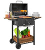 Outsunny Charcoal BBQ Grill with Warming Rack 3 Shelves Temperature Gauge