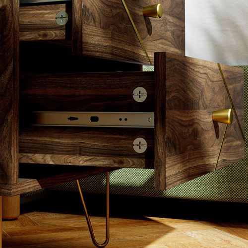 The Furniture Hubs Modern Side Table Set with 2 Drawers, Brown