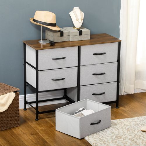 Wooden Top for Closet Hallway Grey with 6 Drawer