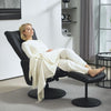 Comfort Plus Reclining Armchair & Stool Set - 360° Swivel, Black PU Leather