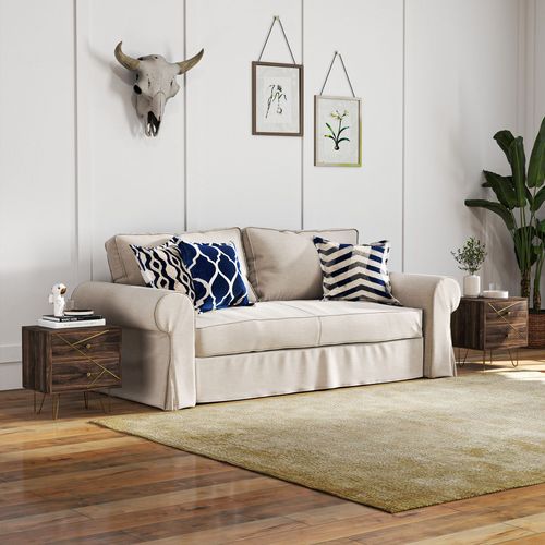 The Furniture Hubs Modern Side Table Set with 2 Drawers, Brown