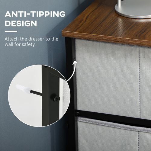 Wooden Top for Closet Hallway Grey with 6 Drawer