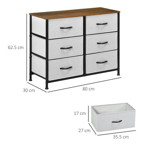 Wooden Top for Closet Hallway Grey with 6 Drawer