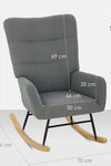 Rocking Chair, Modern Armchair with Backrest for Bedroom, Grey