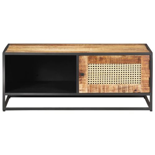 The Furniture Hubs Coffee Table 90×50×35 -Mango Wood & Cane