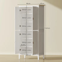 Tall Pantry Cupboard with Motion Sensor LED Light – Freestanding Kitchen Storage Cabinet