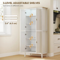 Tall Pantry Cupboard with Motion Sensor LED Light – Freestanding Kitchen Storage Cabinet