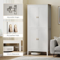 Tall Pantry Cupboard with Motion Sensor LED Light – Freestanding Kitchen Storage Cabinet