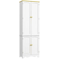 Freestanding 4-Door Kitchen Cupboard, Storage Cabinet Organizer with 4 Shelves, White