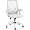 Mesh Office Chair, Desk Chair with Lumbar Support, Flip-up Armrest, Swivel Wheels, Adjustable Height, Grey