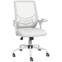 Mesh Office Chair, Desk Chair with Lumbar Support, Flip-up Armrest, Swivel Wheels, Adjustable Height, Grey